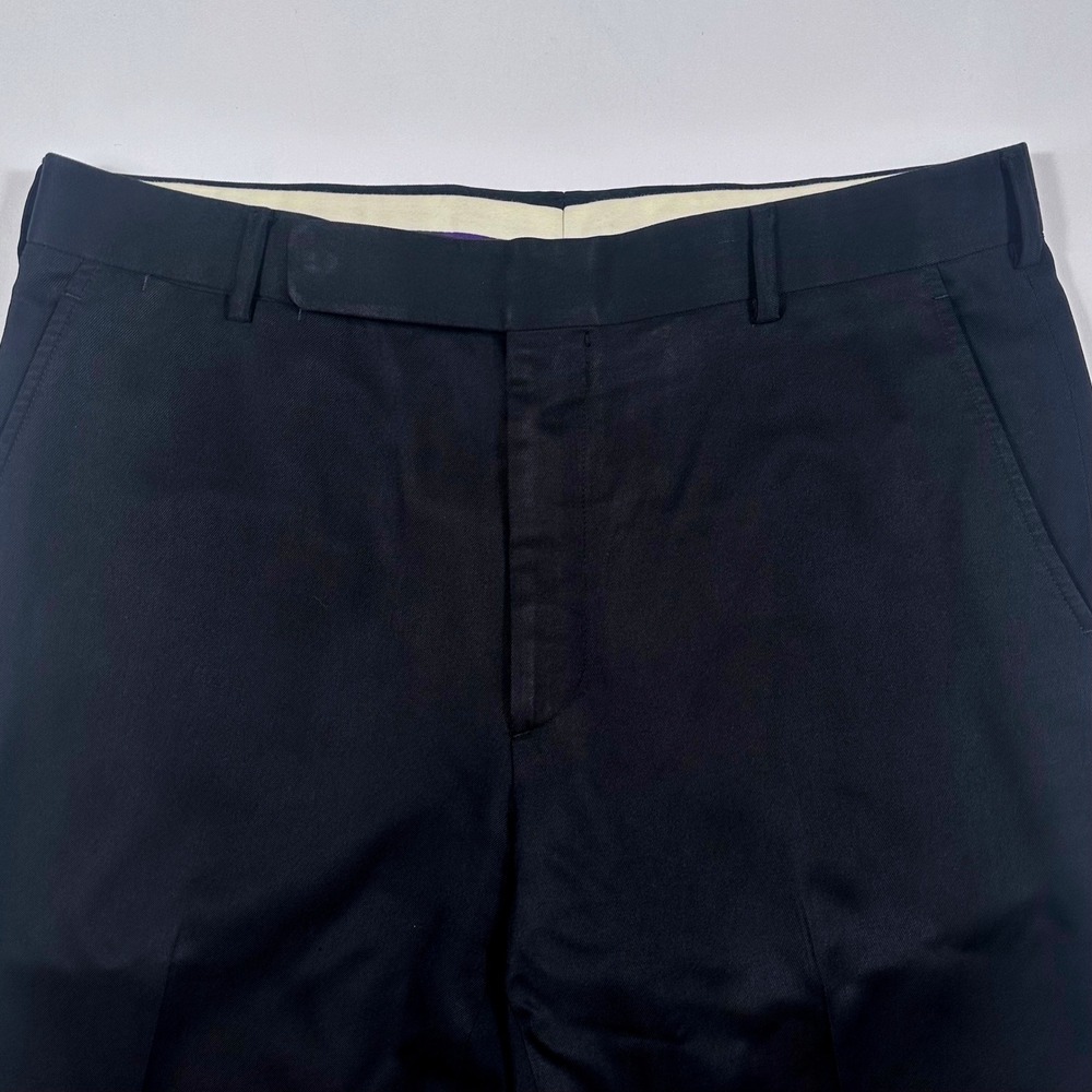 Ralph Lauren Purple Label Trousers Mens 34x32 Cuffed Flat Front Black